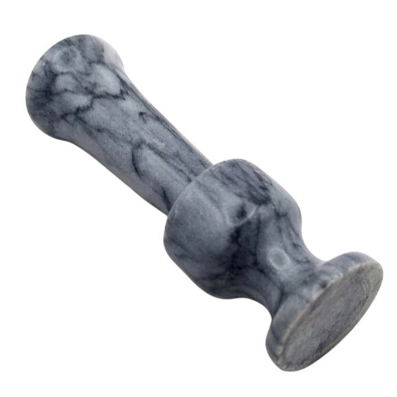 Vintage Carved Polished Miniature Marble Bud Vase Grey w/ Black Veins - Picture 3 of 5